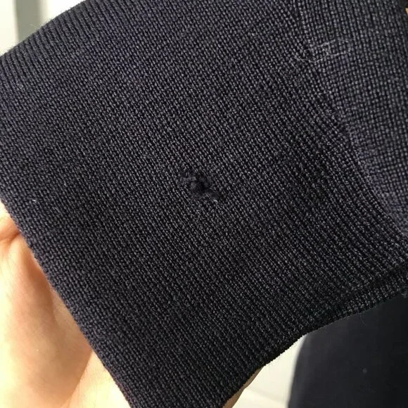 Saint James Women's V Neck Blue Black Long Sleeve Knit Shirt Size Medium - Picture 12 of 15